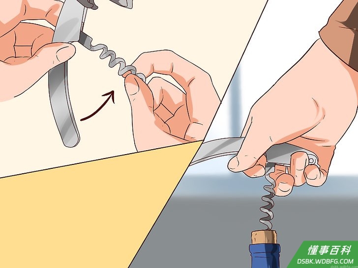Step 2 打开螺旋钻,旋入瓶塞。