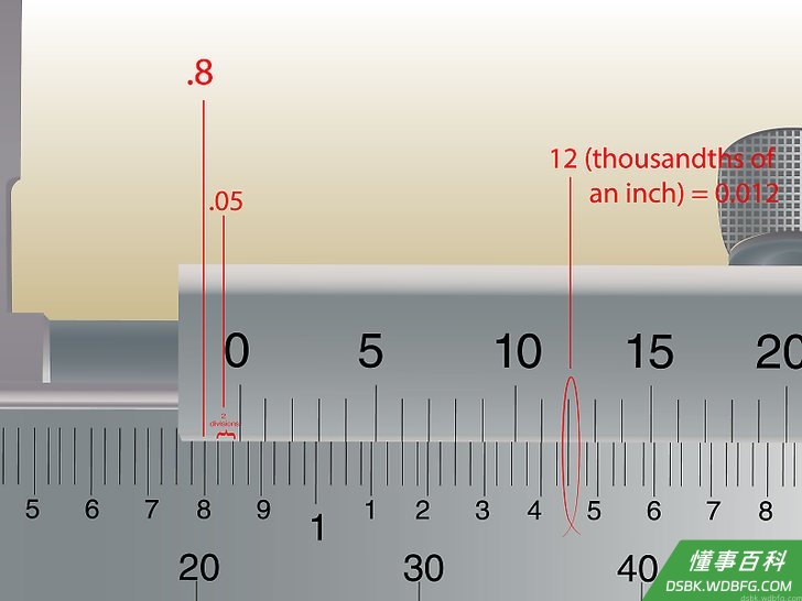 Step 8 确定游标尺刻度和主尺小刻度完全对齐的刻度线。