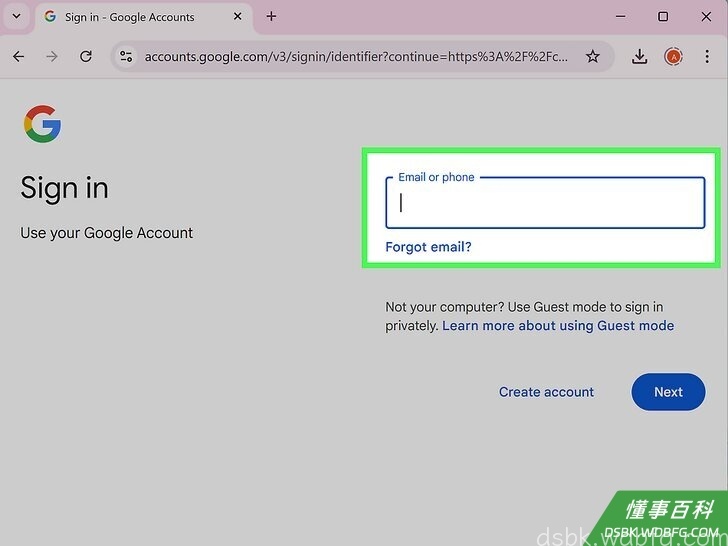 Step 2 登陆谷歌邮箱或谷歌账户。