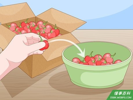 Step 7 把成熟的西红柿挑出来。