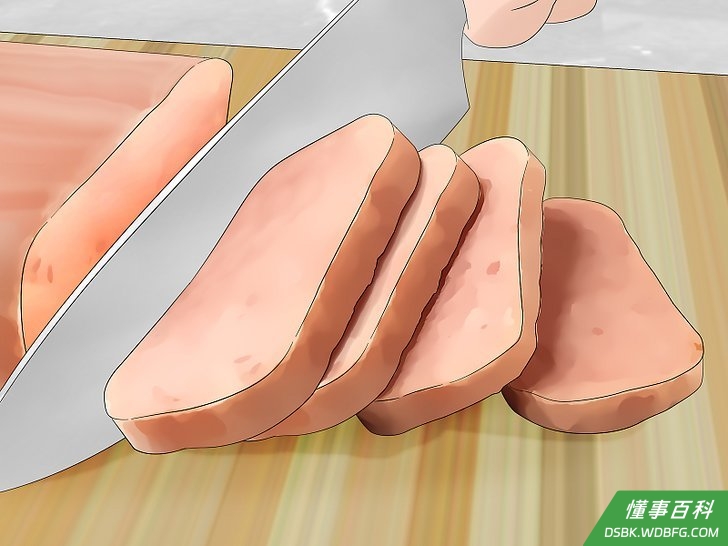 Step 2 切午餐肉。