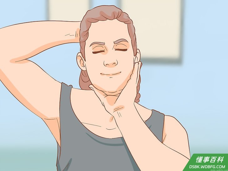 Step 3 把右手伸到后脑勺处。