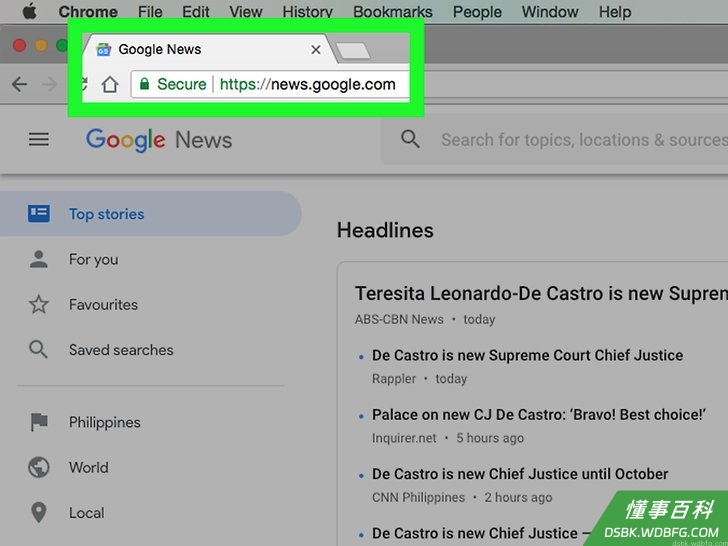 Personalize Google News Step 1