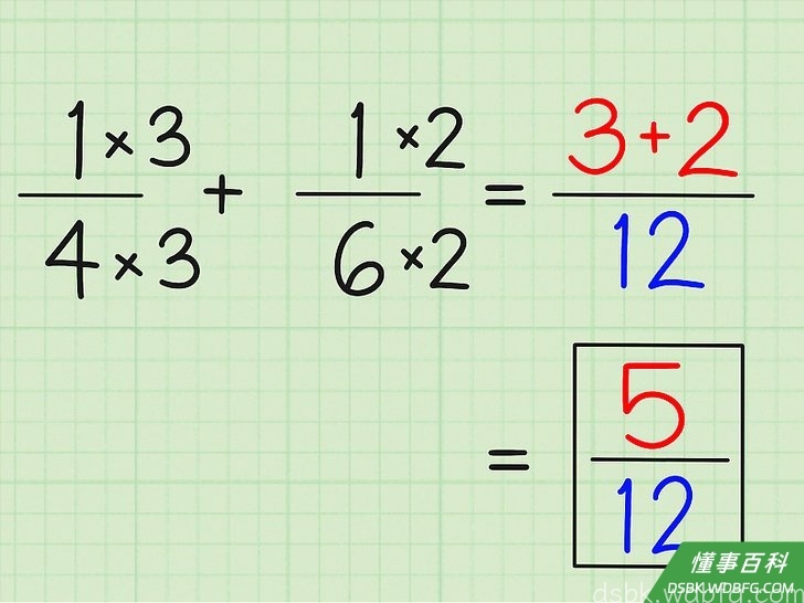 Step 3 把这两个数的分子相加减（注意不是分母）。