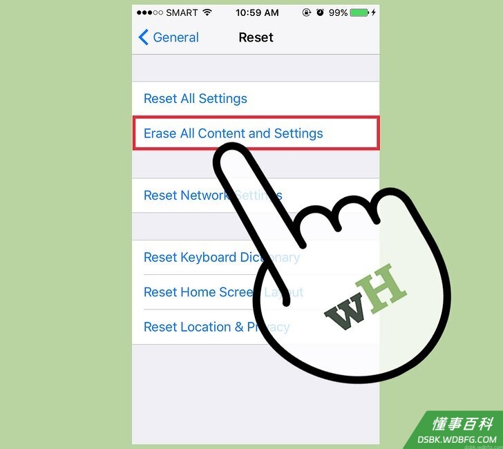 Step 5 点击“抹掉所有内容和设置”按钮,并确认你的操作。