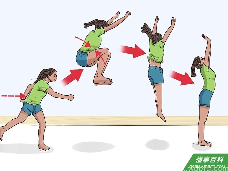 Step 3 练习跳起后屈膝。