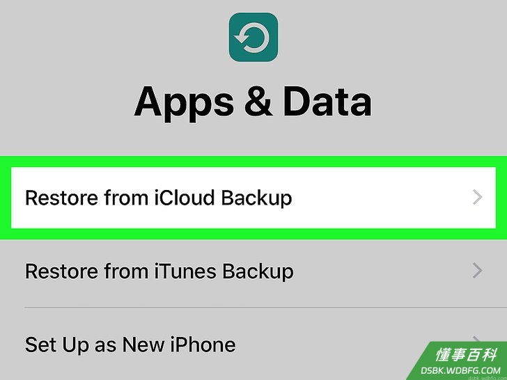 Step 10 当设备弹出提示时，轻触从iCloud备份恢复。